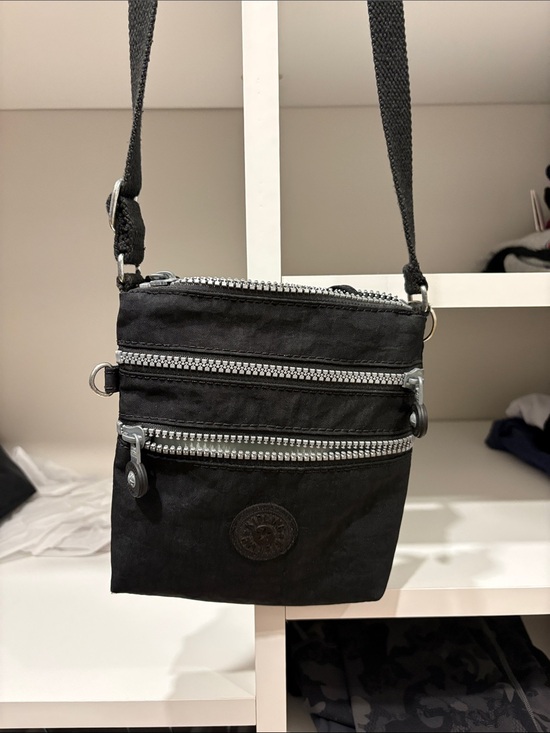 Handbags - Kipling Black Crossbody Shoulder Bag with Triple Zip Pockets -